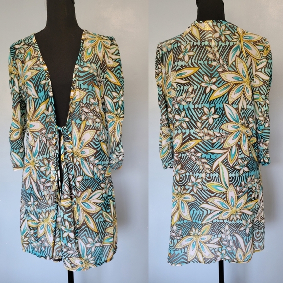 Christina Floral Cover-up Blue Size M - Picture 1 of 6